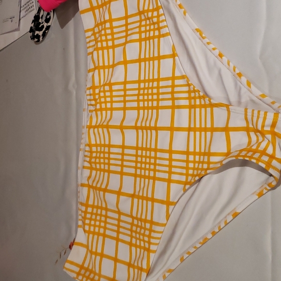 Yellow and White Grid Bikini bottoms Forever 21 Plus - Picture 2 of 6